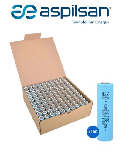 100 Adet Aspilsan A28 18650 2900mAH 25A Li-ion Pil resmi